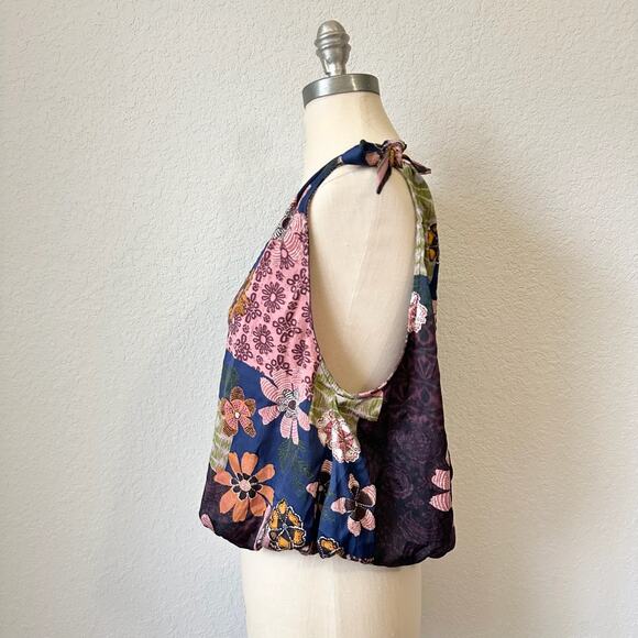 FREE PEOPLE Tied To You Tank Top Multicolor Floral Surplice V-Neck Boho - Picture 3 of 10